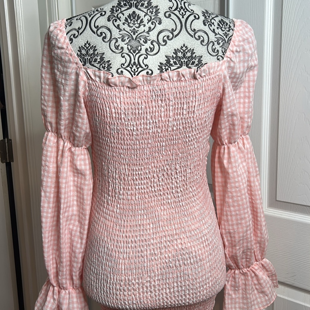 SNDYS Pink‎ Gingham Smocked Dress Spring Summer 4 - Picture 4 of 4